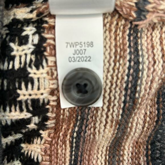 Lucky Brand Jacquard Cotton Blend Boyfriend Cardigan Western Sweater Size Small - Picture 14 of 15